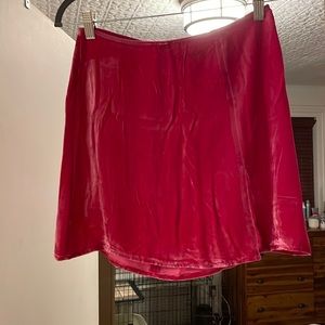 Mini hot pink velvet skirt